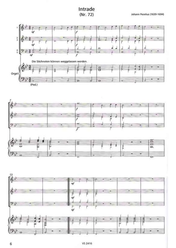 Notenbeispiel Bläser und Tasten Barock